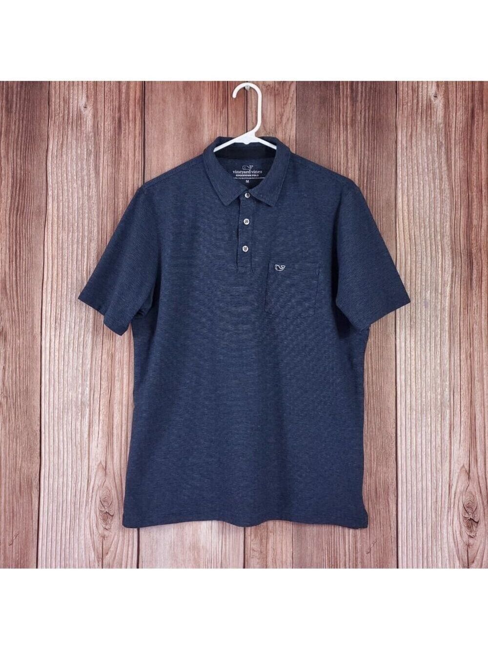 Vineyard Vines Mens Medium Edgartown Short Sleeve Polo Shirt Navy Blue Striped
